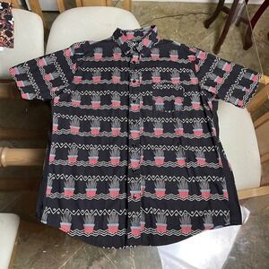 ONLY. Cactus Print Button Up Short Sleeve Made in USA‎ Shirt XL